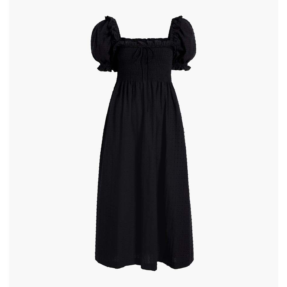 Hill House Home The Scarlett Nap Dress - Black Textured Clip Dot Size XSBlack Te
